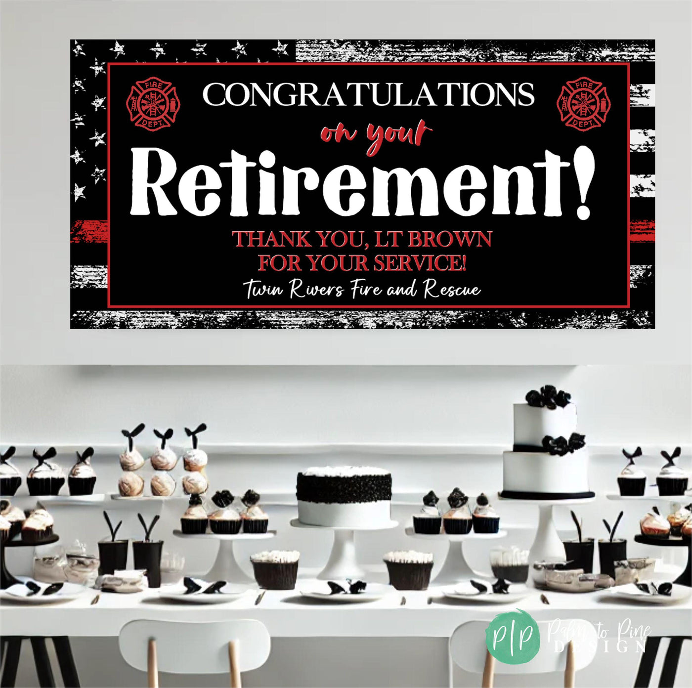 firefighter retirement banner to hang at retirement party