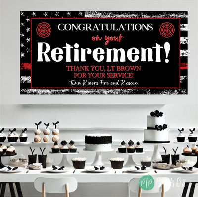 firefighter retirement banner to hang at retirement party