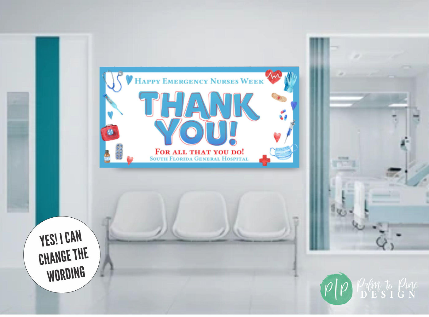 Happy EMS Week thanking emergency medical technicians in hospital waiting room