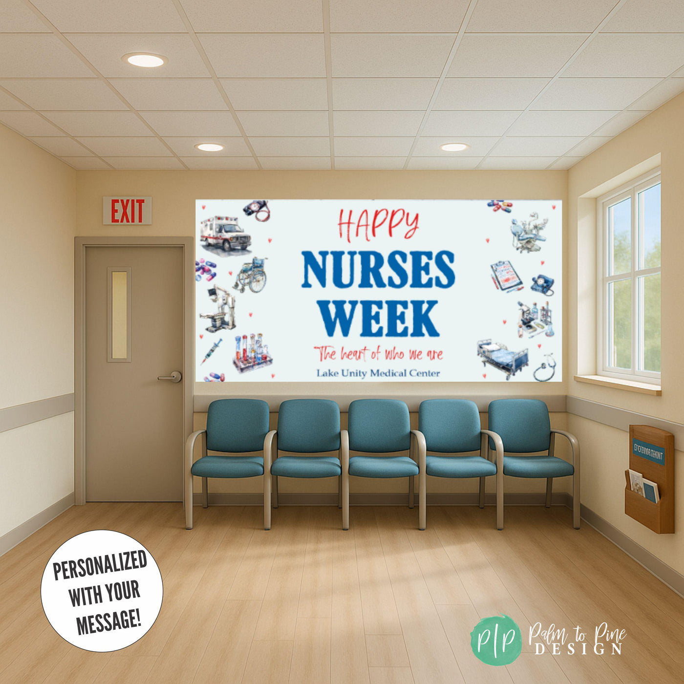 Happy Nurses Week Appreciation Banner in hospital waiting room