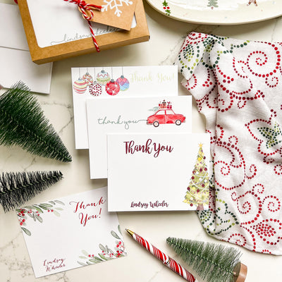 personalized Christmas stationery note cards with name