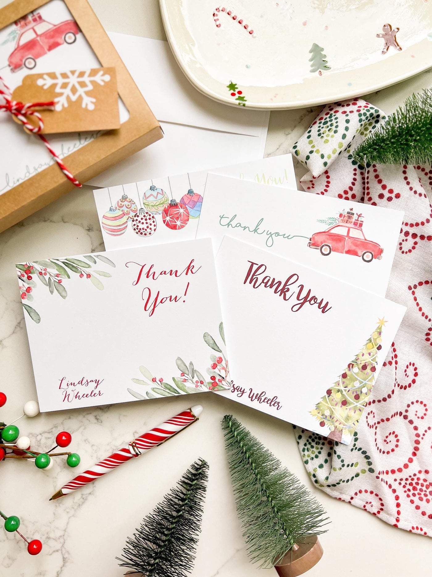 Christmas stationery thank you notes