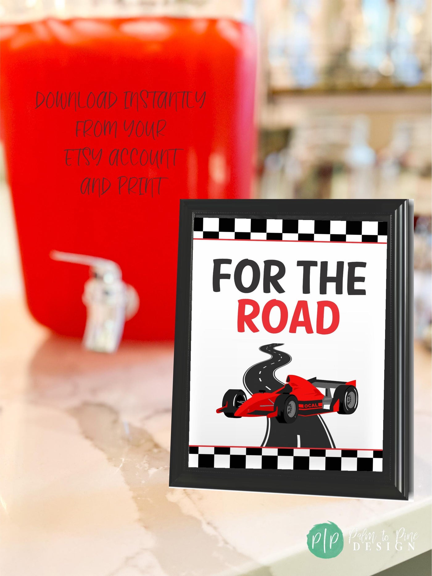 Kids racing drink station sign