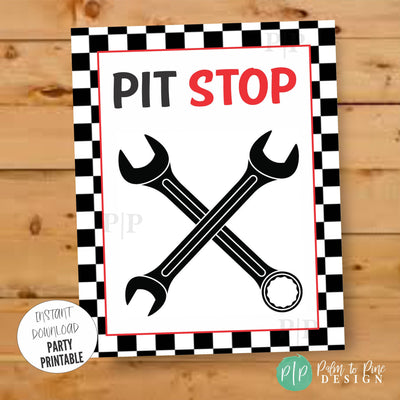 Pit Stop racecar party sign