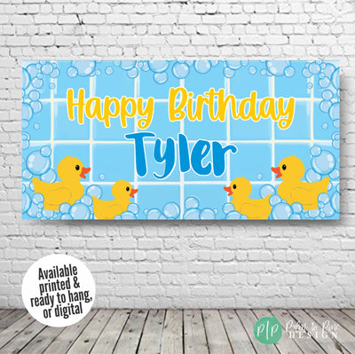 Rubber Duck Birthday Party Banner for Kids