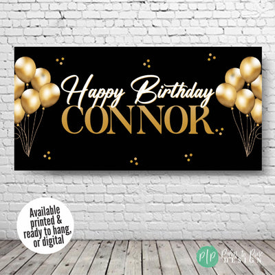Gold sparkle banner for adult birthday or retirement