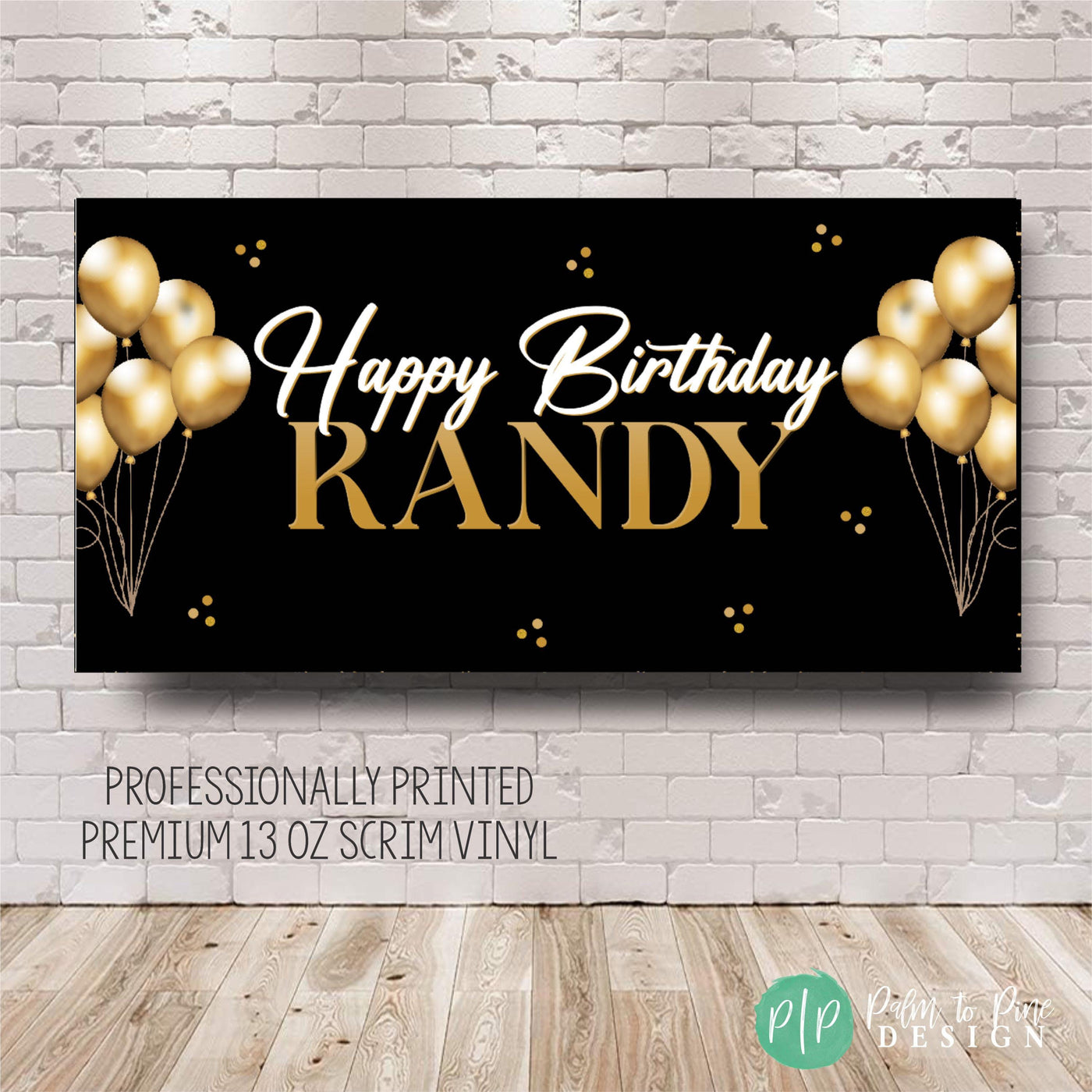 Custom name gold balloon banner for milestone celebration