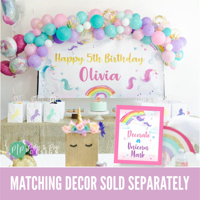 Decorate a Unicorn Mask Party Sign | Instant Download Unicorn Birthday Decorations | Available in Multiple Sizes