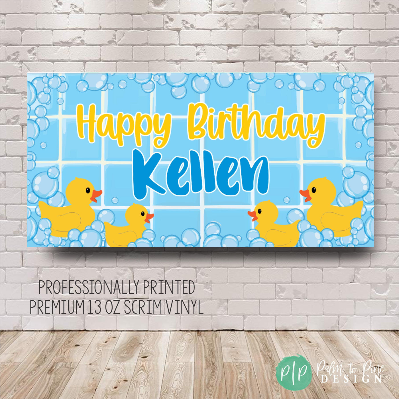 personalized yellow rubber ducky party banner for kids