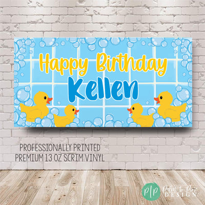 personalized yellow rubber ducky party banner for kids