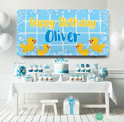 Personalized Rubber Duck Banner with Bubbles