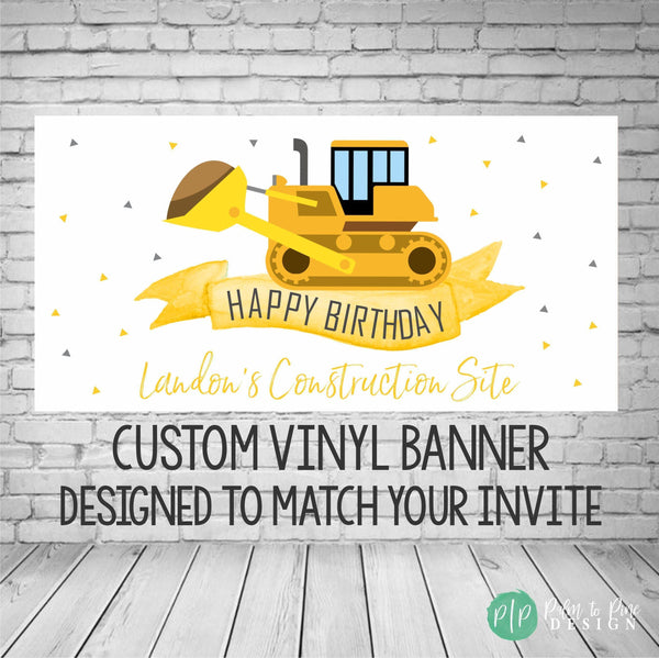 Construction Birthday Banner Dump Trucks Party Decor