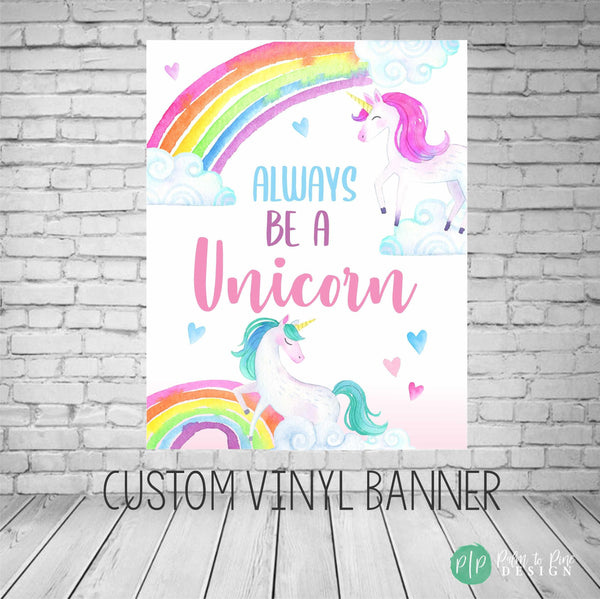 Watercolor Unicorn Birthday Banner