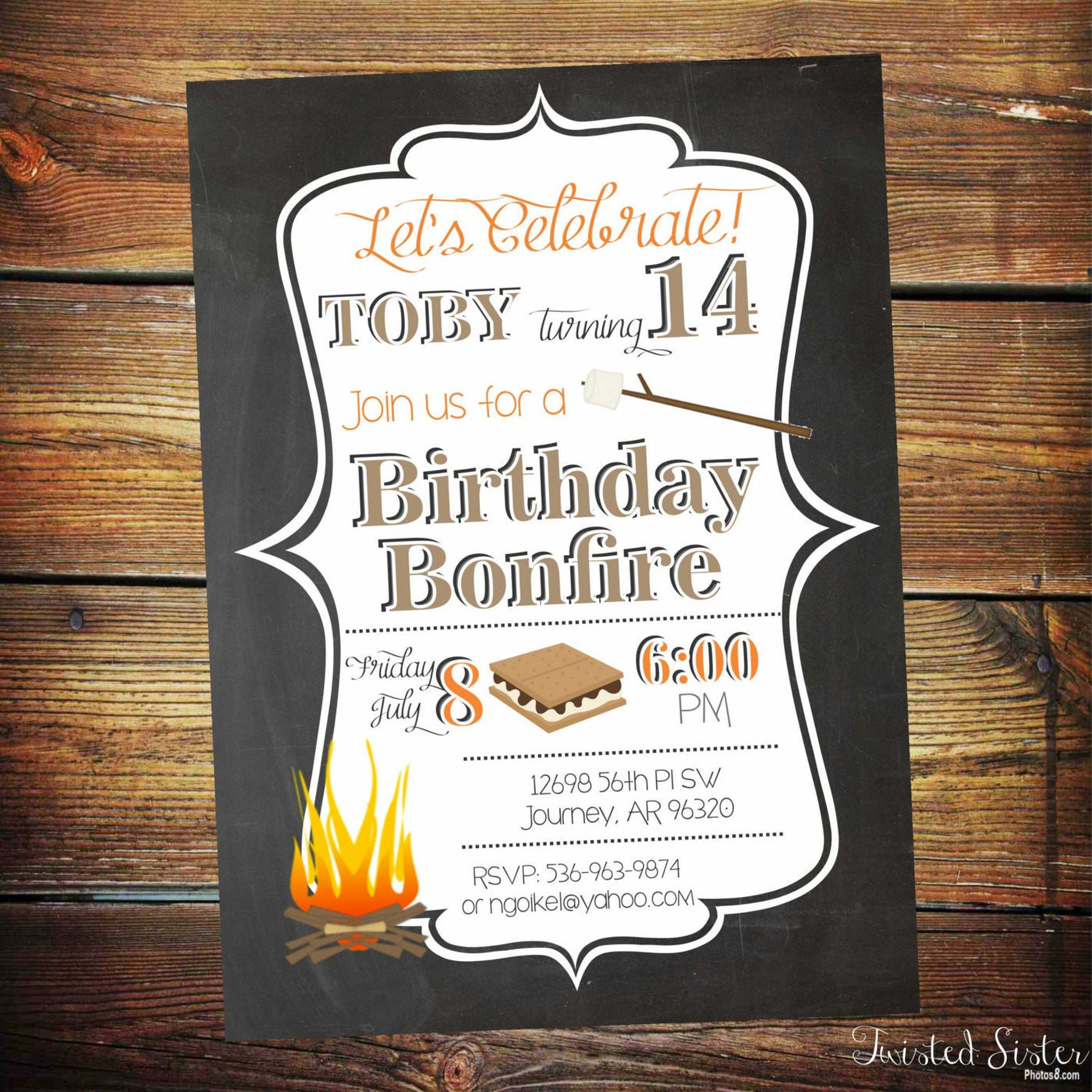 Bonfire Birthday Invitation