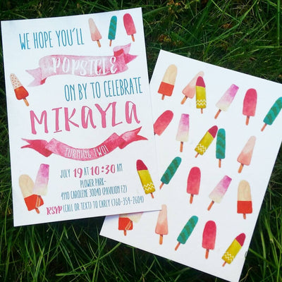 Popsicle Invitation, Popsicle Party, Popsicle Invite, Summer Birthday Invitation, Watercolor Popsicle, Popsicle Birthday Party, Third Bday