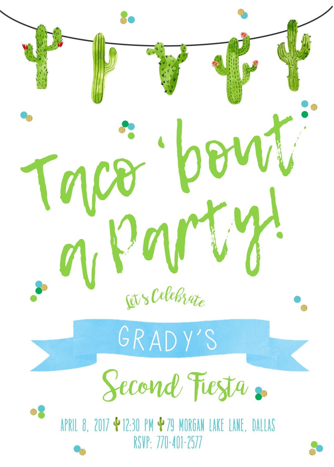 Taco Bout a Party Invitation, Taco Bout a Party Invite, fiesta invitation, Fiesta Birthday Invitation, Cacti Birthday, watercolor, Fiesta