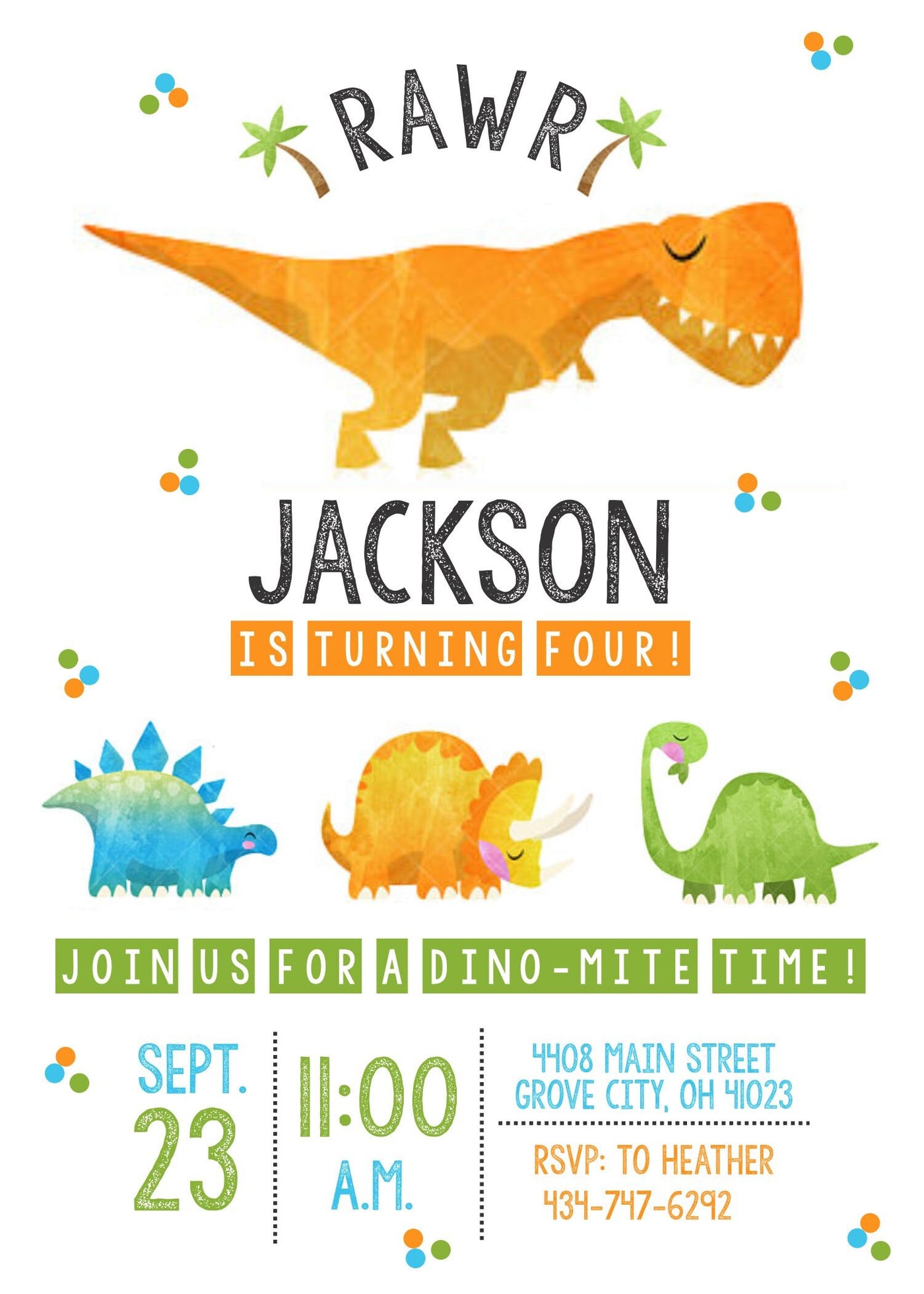 Dinosaur Birthday Invite, Dinosaur Birthday Invitation, Dinosaur Birthday Party, T-Rex Birthday Invite, Dinosaur Invite, Dino Birthday Party