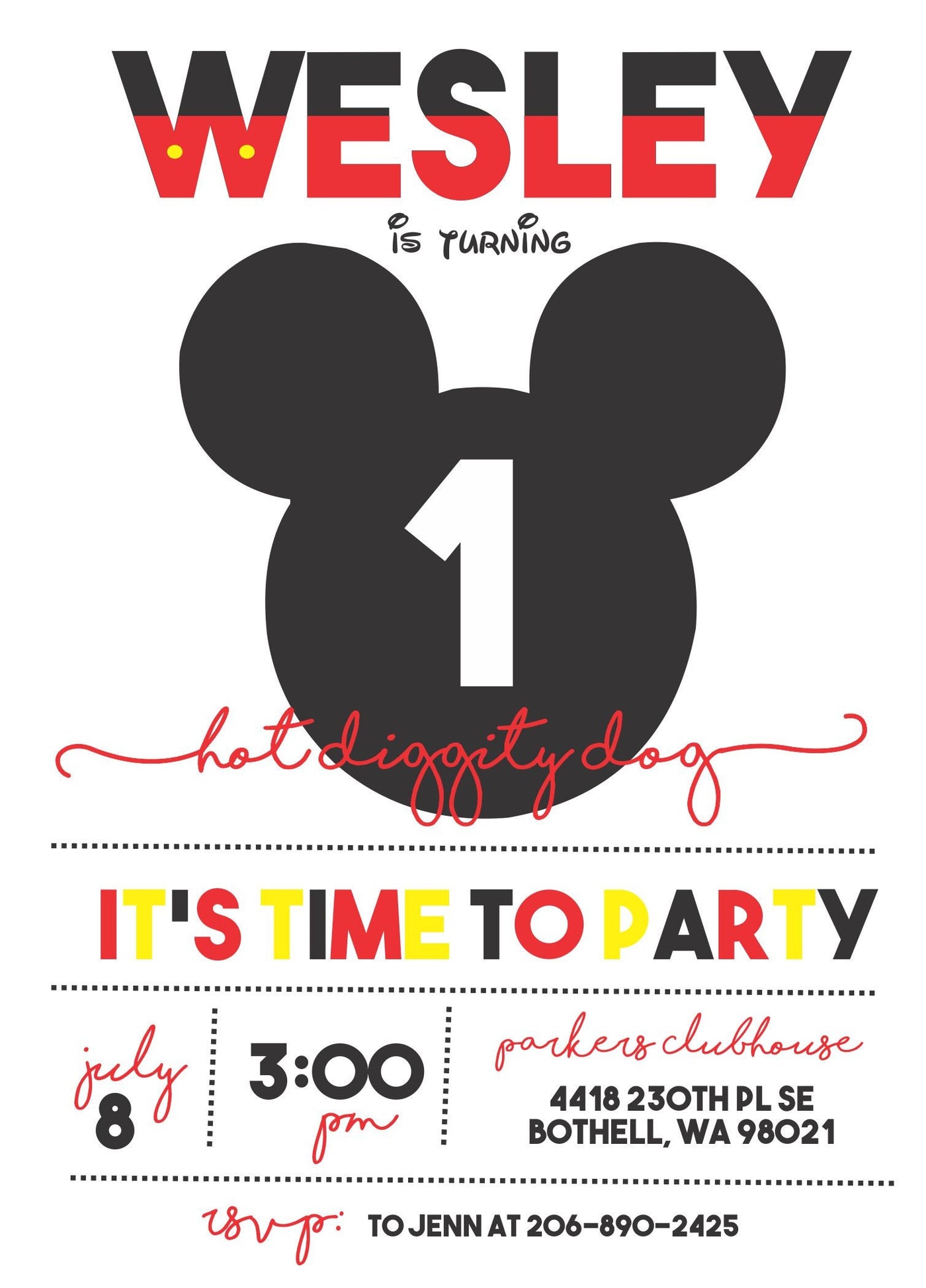 Mickey Mouse Birthday Invite