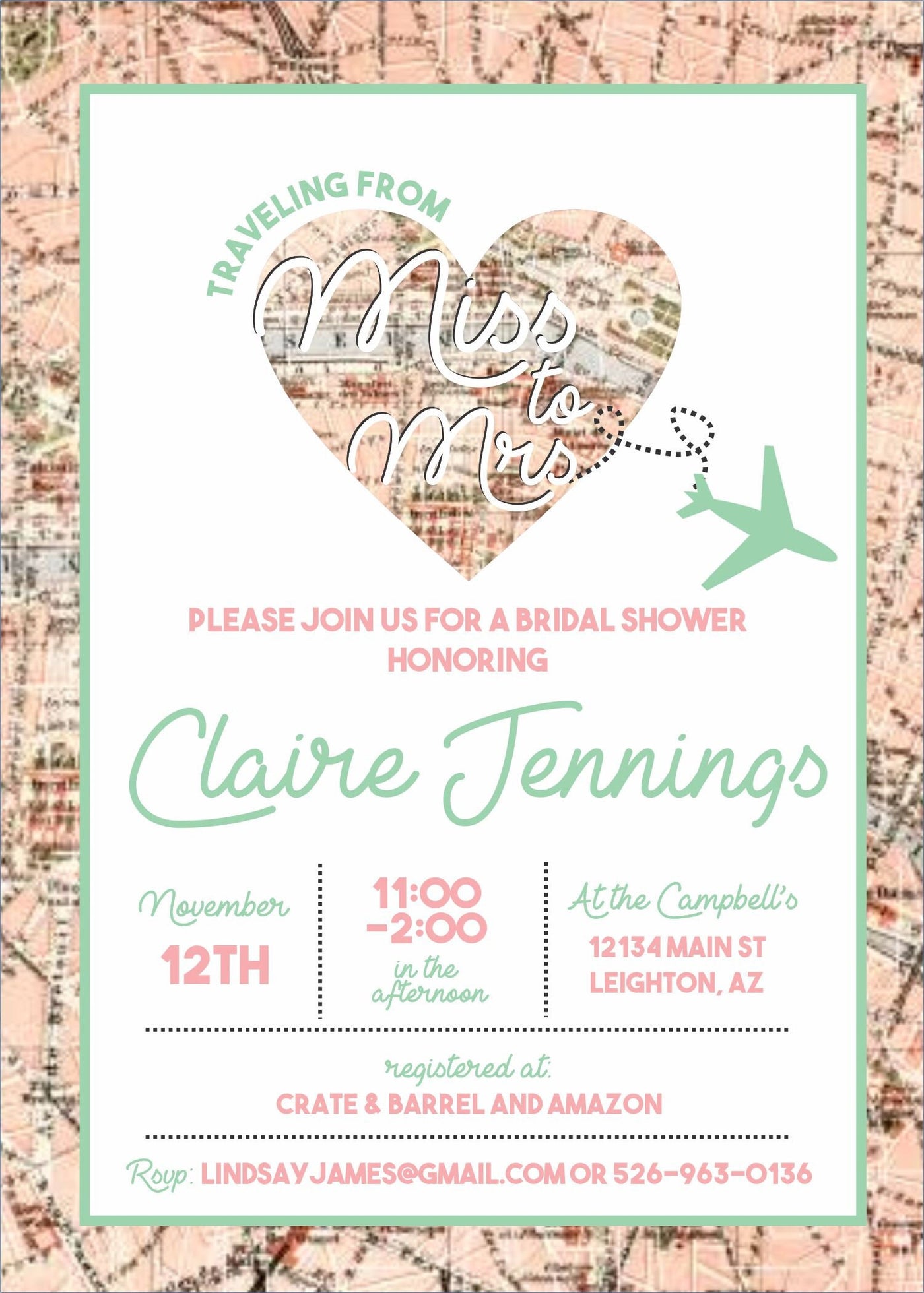 Miss to Mrs Bridal Shower Invite, Bridal Shower Invitation, Travel Bridal Shower, Vintage Travel Invite, Paris Bridal Shower, Adventure