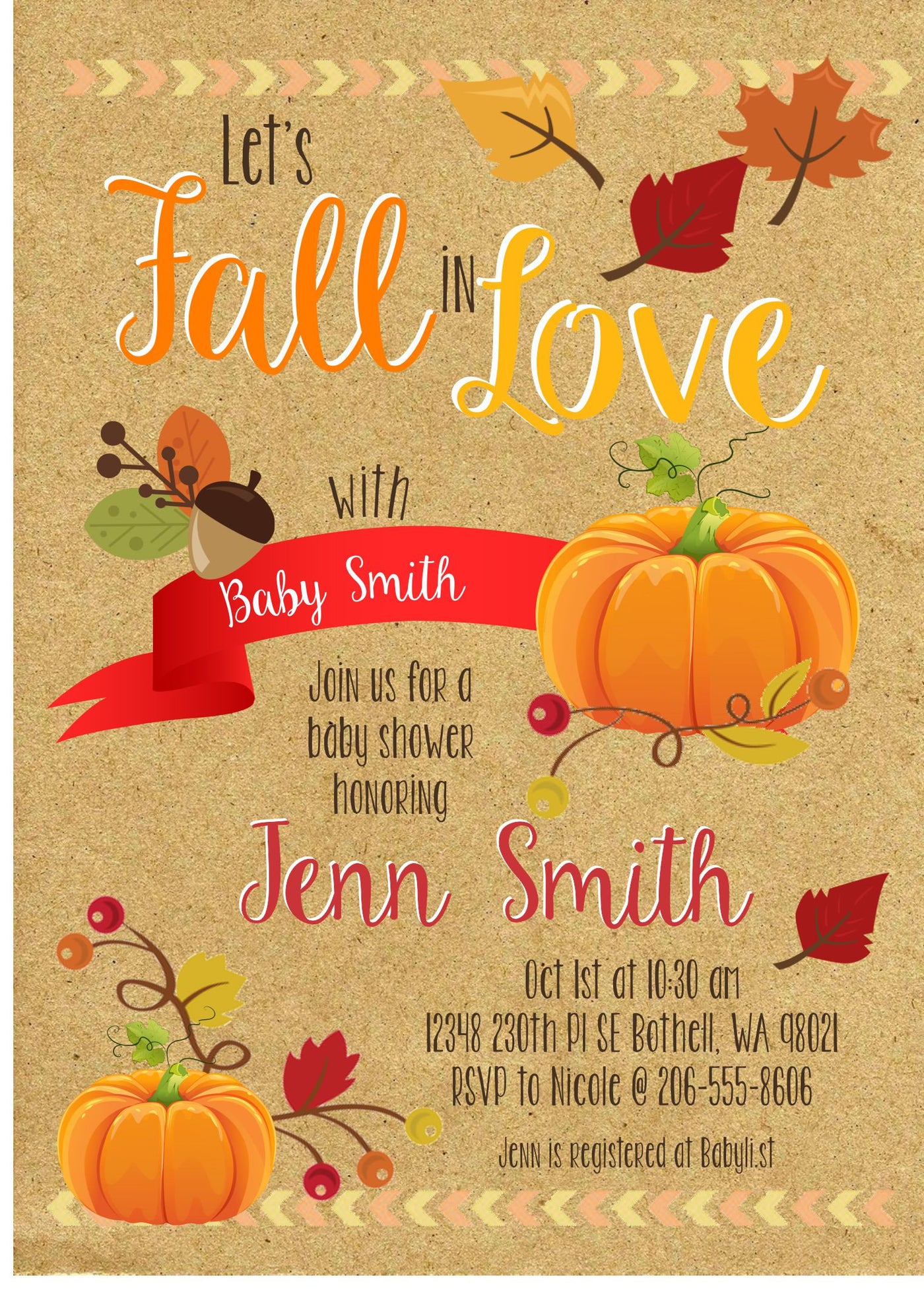 Fall in Love Baby Shower Invitation