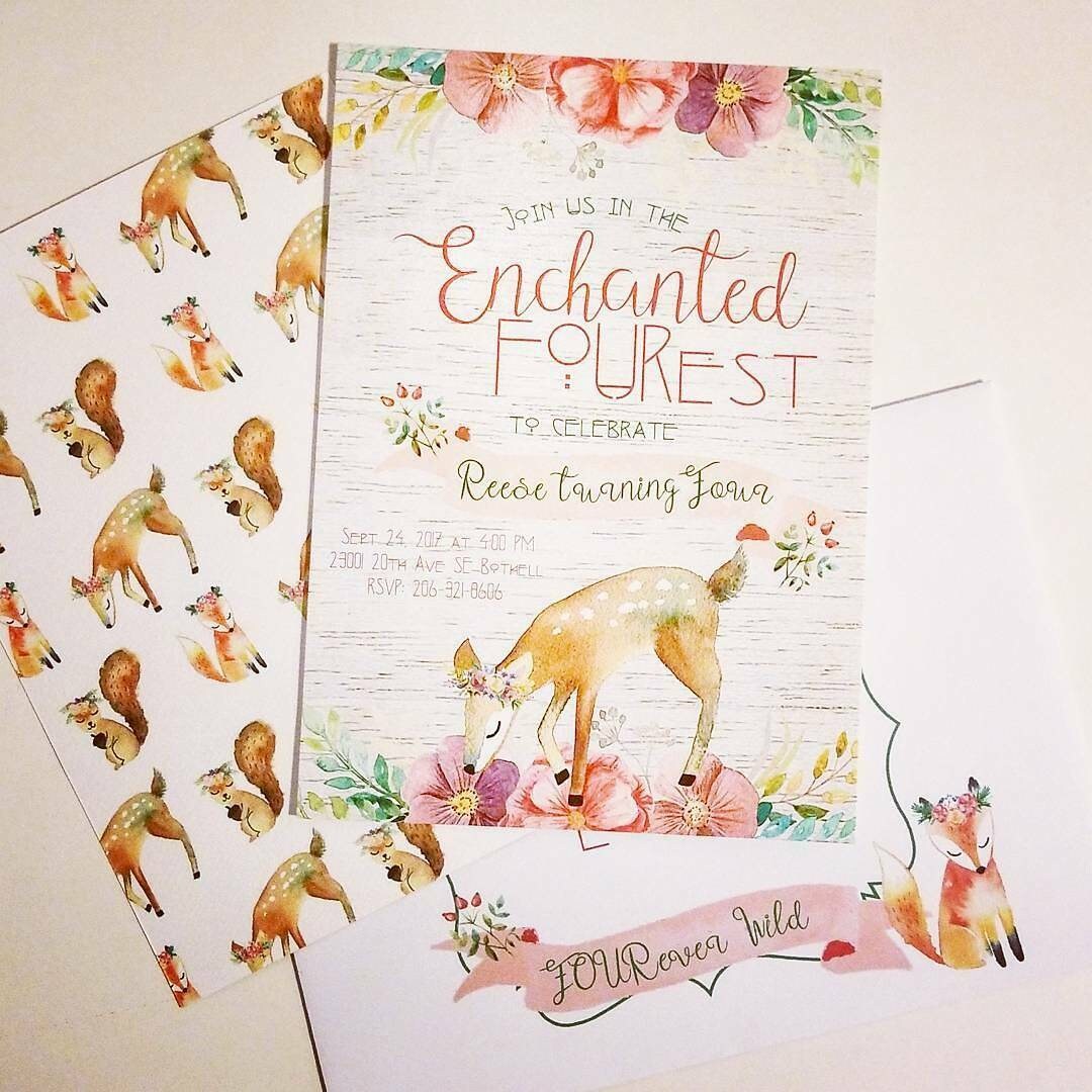 Woodland Invitation, Woodland Birthday Invitation, Enchanted Forest Invite, Deer Birthday Invite, Fairy Woodland, Forest Birthday Invite