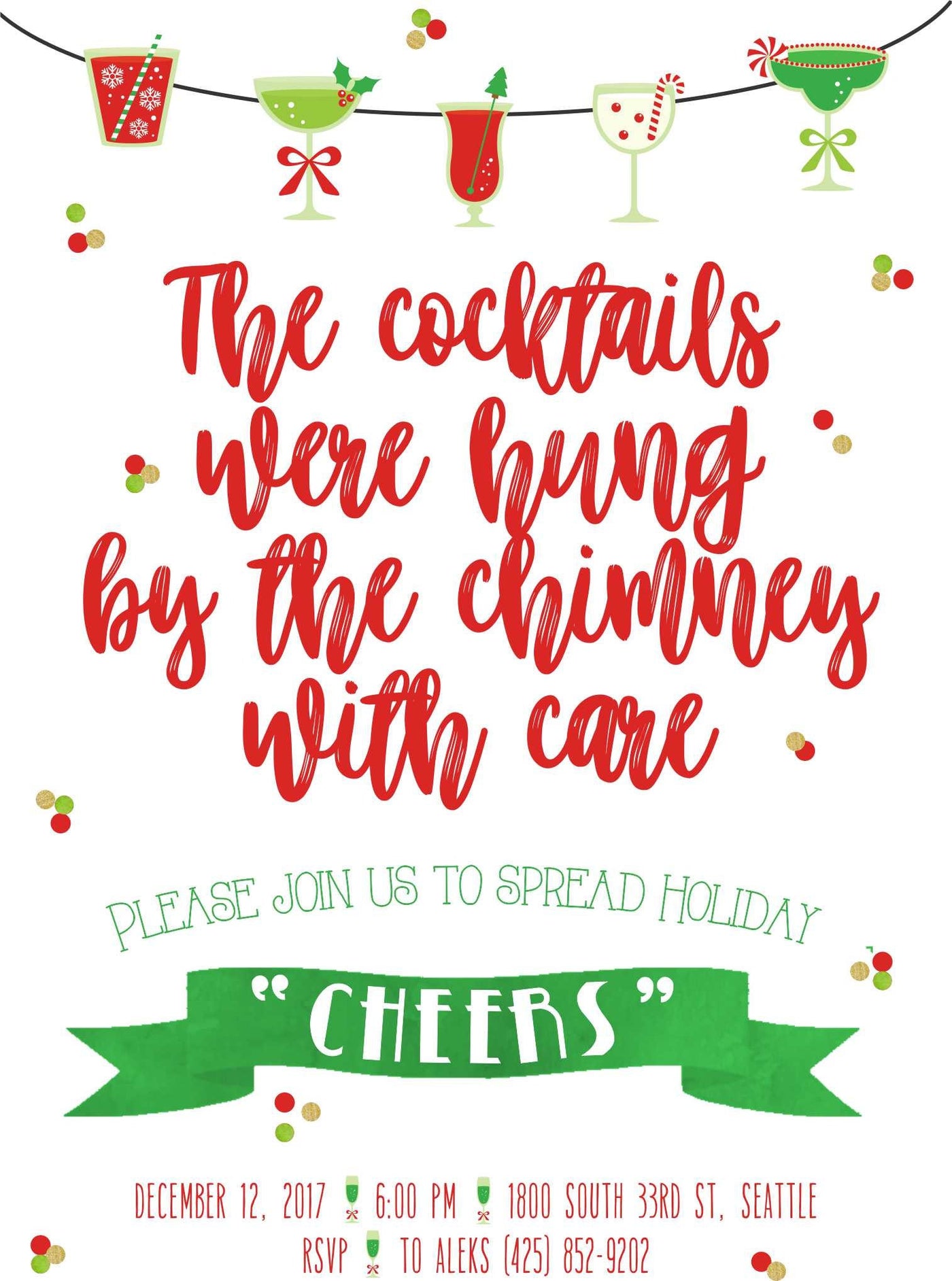 Christmas Cocktails Party Invitation