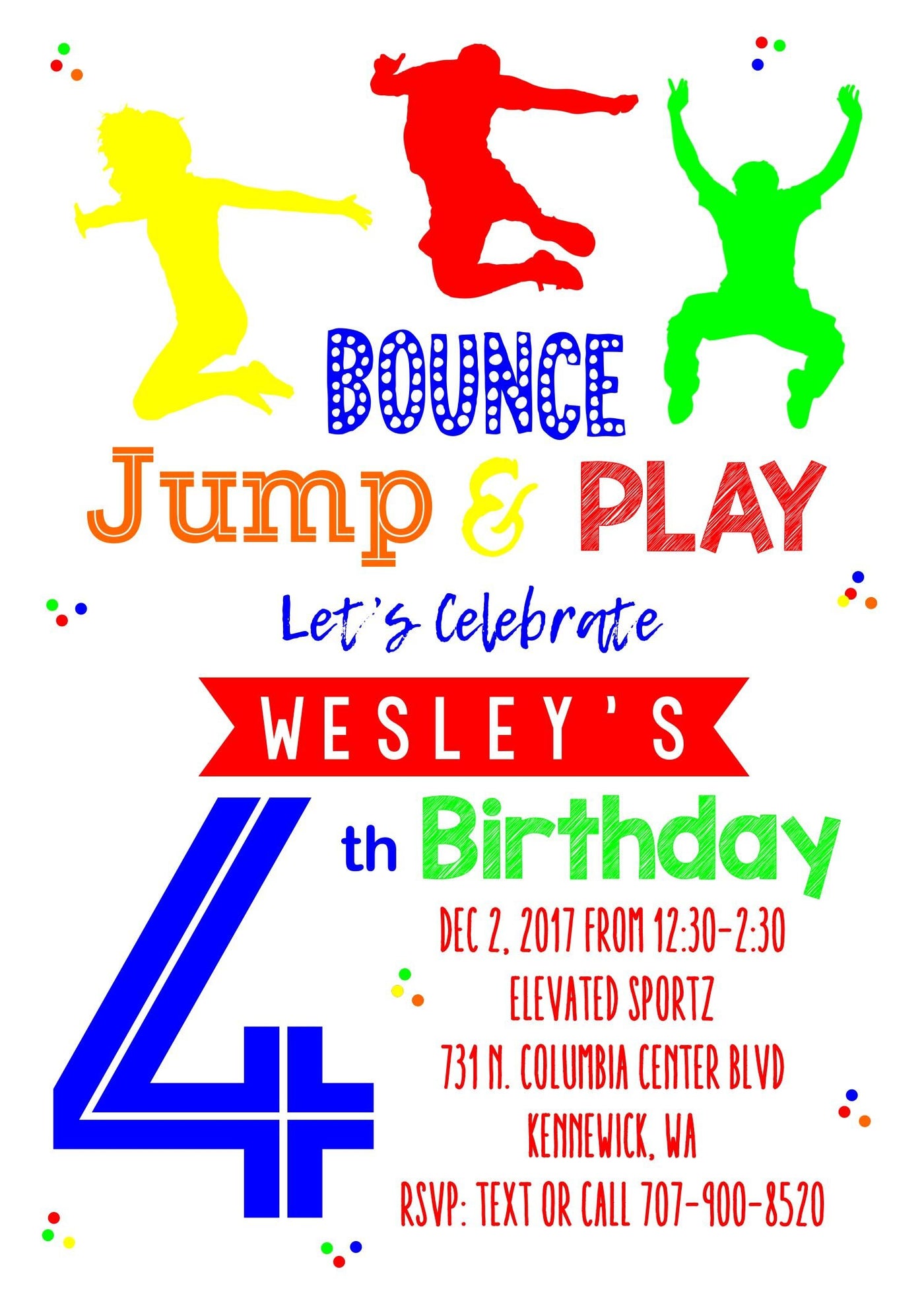 Jump Birthday Invitation, Trampoline Party Birthday Invite, Jump Invite, boy birthday, Trampoline Birthday Invite, Bounce House Party Invite