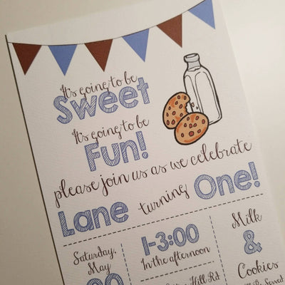 Milk and Cookies Birthday Invitation, Milk and Cookies Party, Milk and Cookies Birthday Party Invite, Cookie Party Invite, First Birthday