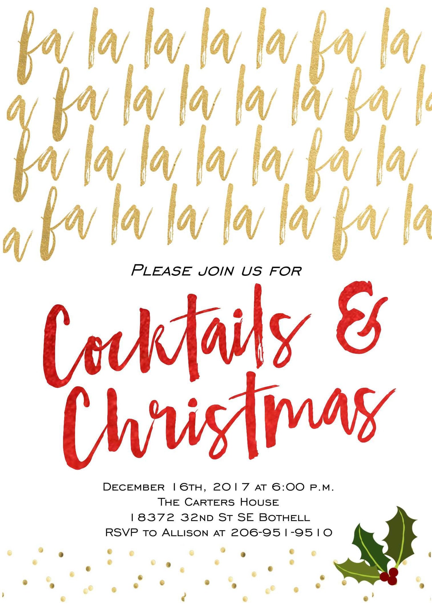 Christmas Cocktails Party Invitation