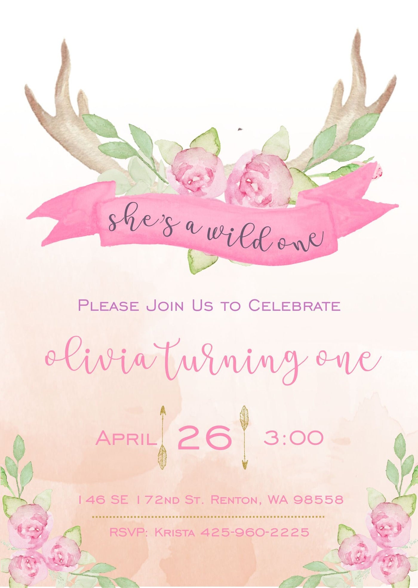 She's A wild one birthday Invite