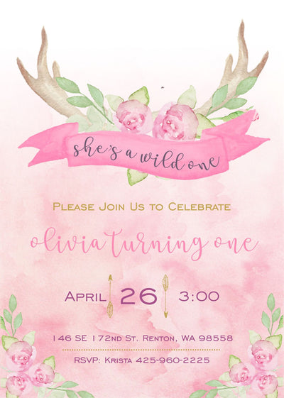 She's A wild one birthday Invite