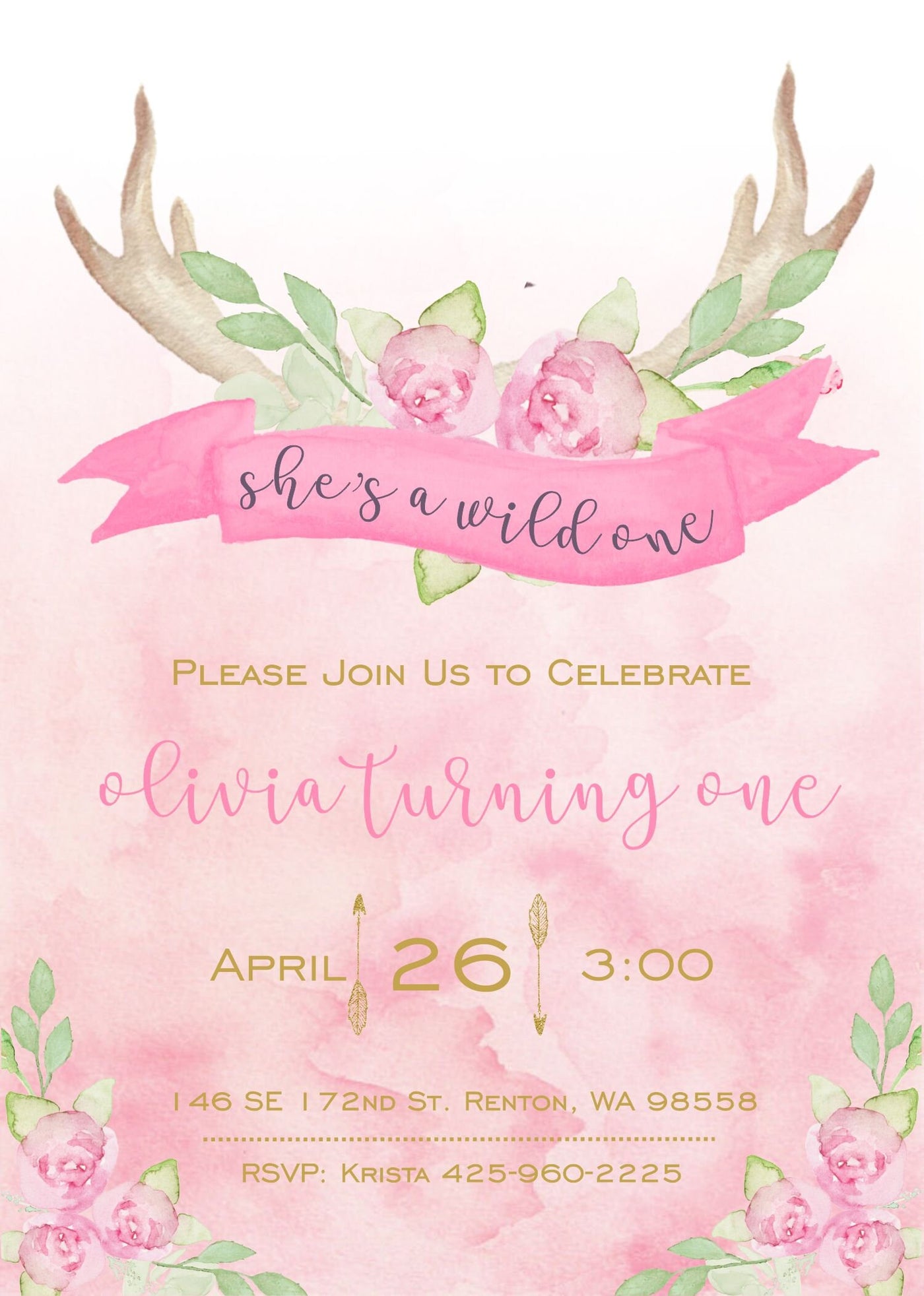 She's A wild one birthday Invite