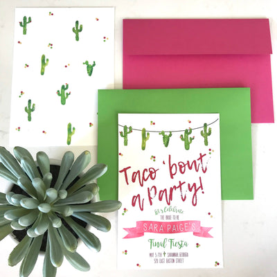 Taco Bout a Party Invitation, Taco Bout a Party Invite, fiesta invitation, Fiesta Birthday Invitation, Cacti Birthday, watercolor, Fiesta