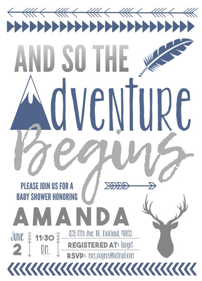 Boy Baby Shower Invite, And so the Adventure Begins, Adventure Baby Shower, Adventure awaits Invite, mountain Baby shower Invite, Boy