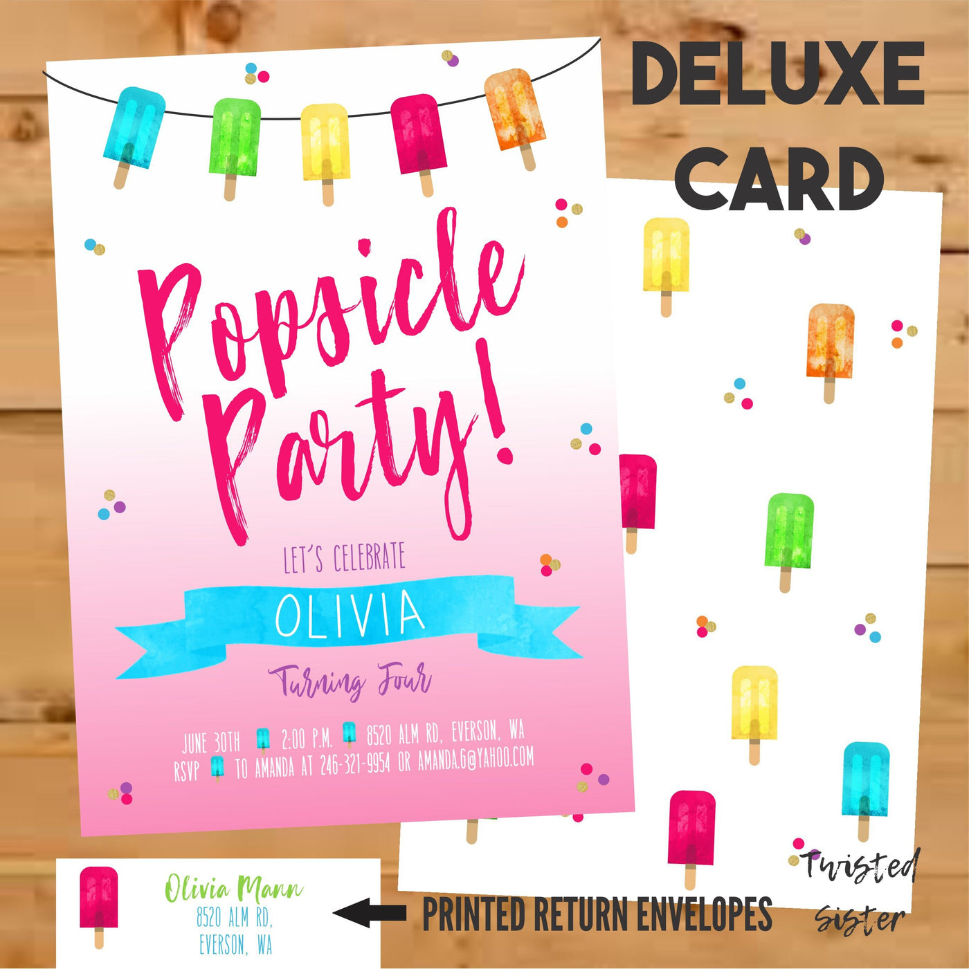 Popsicle Invitation, Popsicle Party, Popsicle Invite, Summer Birthday Invitation, Watercolor Popsicle, Popsicle Birthday Party, Let's Chill