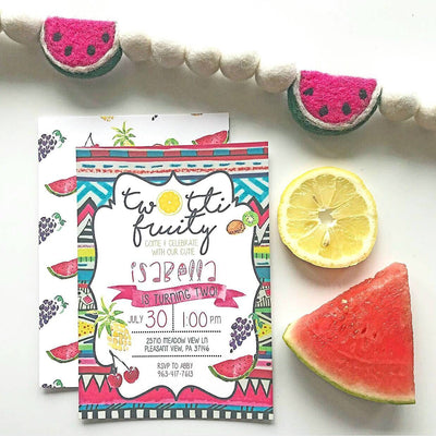 Tutti Frutti Party, Two-Tti Fruity Birthday Invite, Twotti Frutti Invitation, Twotti Fruitti Birthday, Second Birthday, Summer Birthday