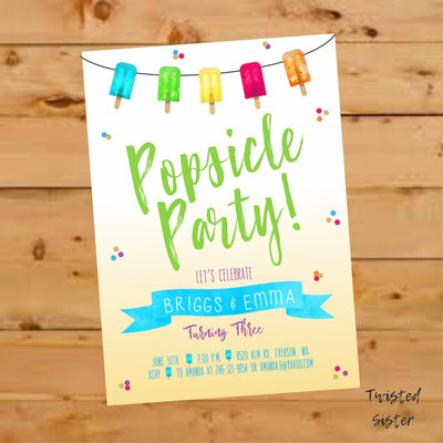 Popsicle Invitation, Popsicle Party, Popsicle Invite, Summer Birthday Invitation, Watercolor Popsicle, Popsicle Birthday Party, Let's Chill