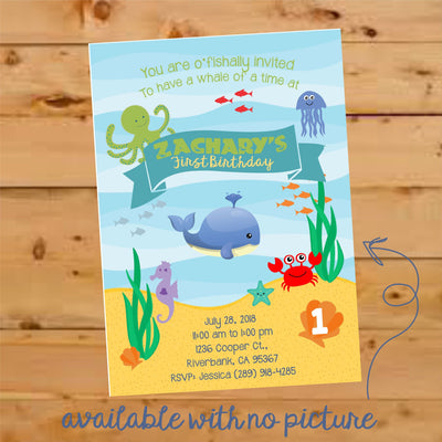 Under the Sea birthday invitation, First Birthday invitation, Under the Sea Invite, Under the sea invitation, Under the sea Party, Boy 1st