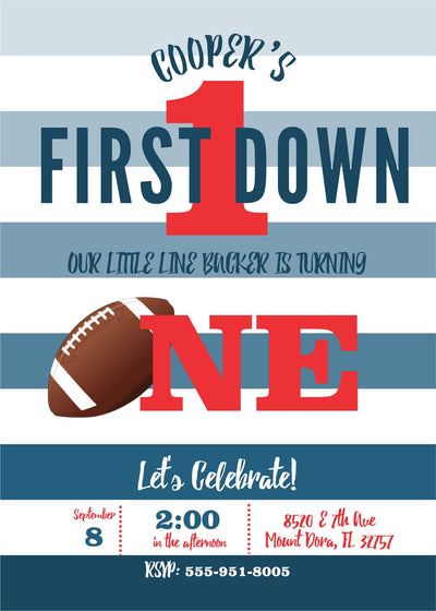 First Birthday Invitation, Football Invitation, Football Invite, Football Birthday Invite, Football 1st Birthday, Football First Birthday