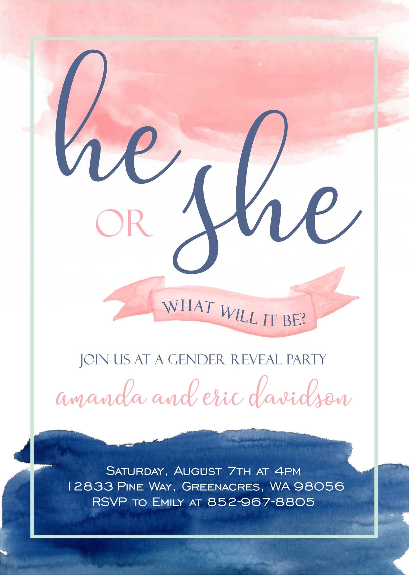 Gender Reveal Invitation