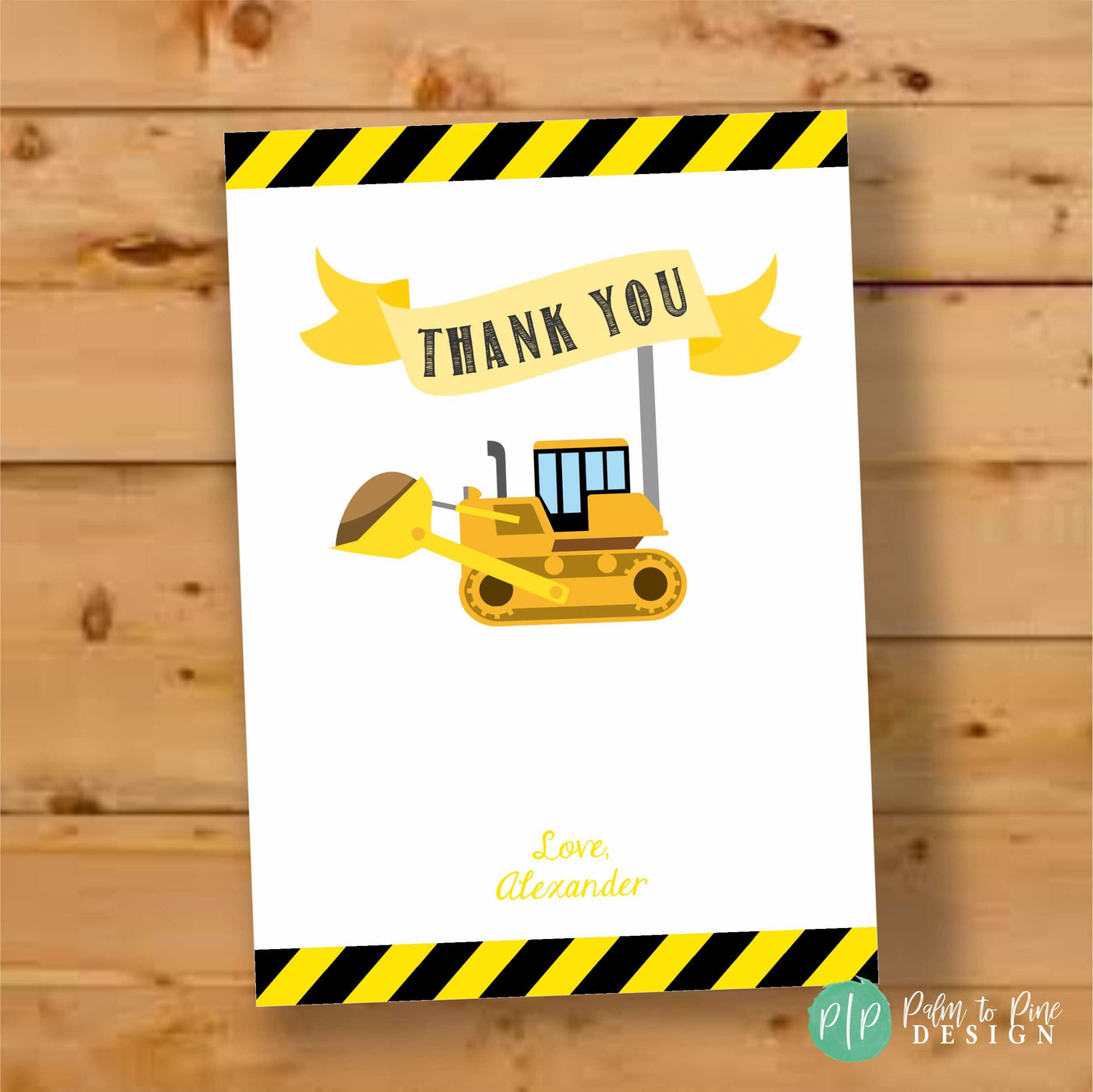 Construction Thank You Card, Construction Birthday Thank You, Construction Birthday Party, Chalkboard Thank You, Thank You Card Construction