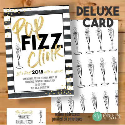 Pop Fizz Clink New Years Invite