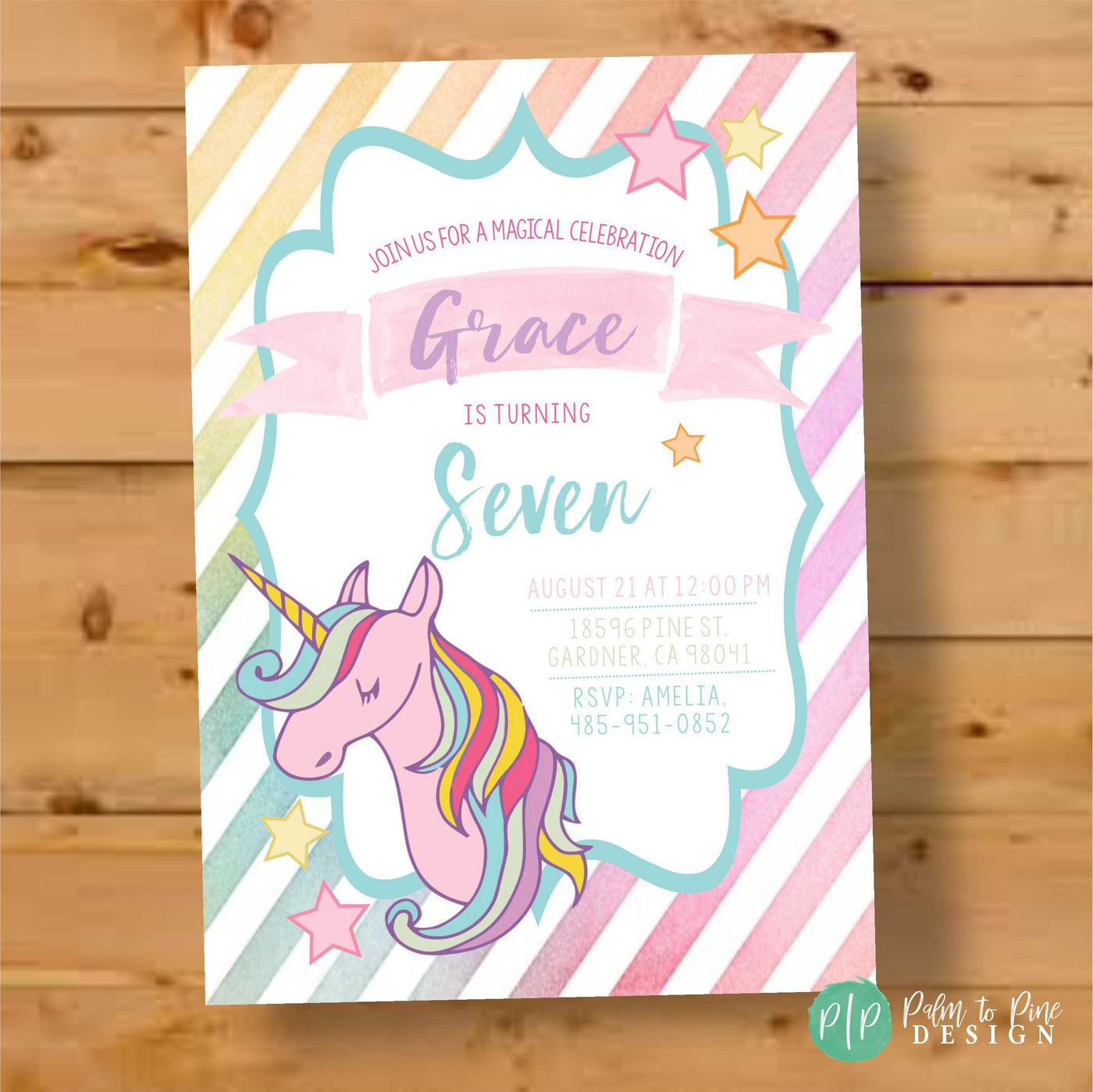 Unicorn Party, Unicorn Invite, Unicorn Birthday Invite, Watercolor Unicorn Invitation, Rainbow Unicorn Birthday, Unicorn Birthday Party