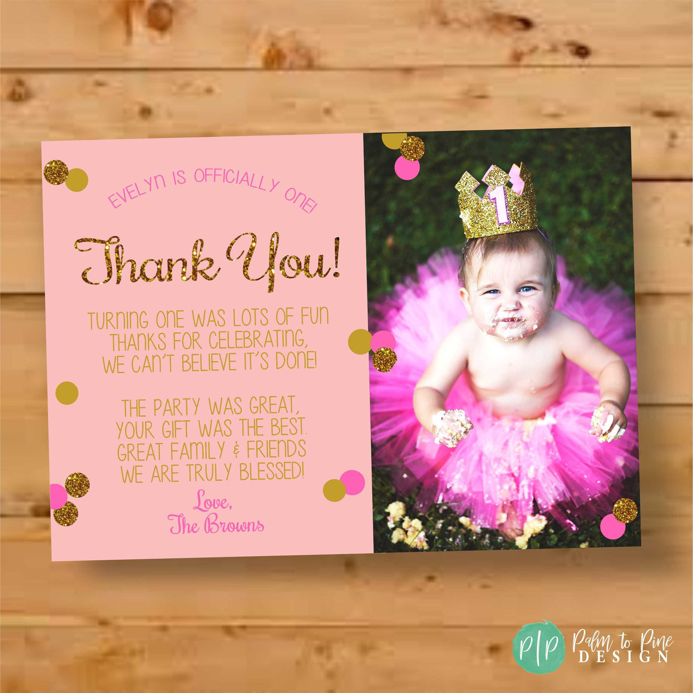 First Birthday Thank You Card