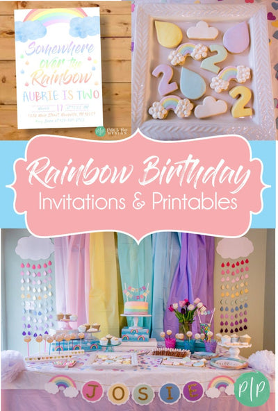 Rainbow Birthday Invitation, Rainbow Invitation, Rainbow Invite, Watercolor Rainbow Invite, Pastel Rainbow Invitation, Rainbow Birthday Girl