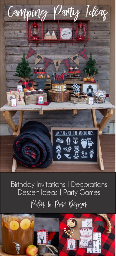 Camping Birthday Invitation, Buffalo Plaid, Lumberjack Birthday, Camping Party Invite, Lumberjack Invitation, Woodland Birthday, Wild One