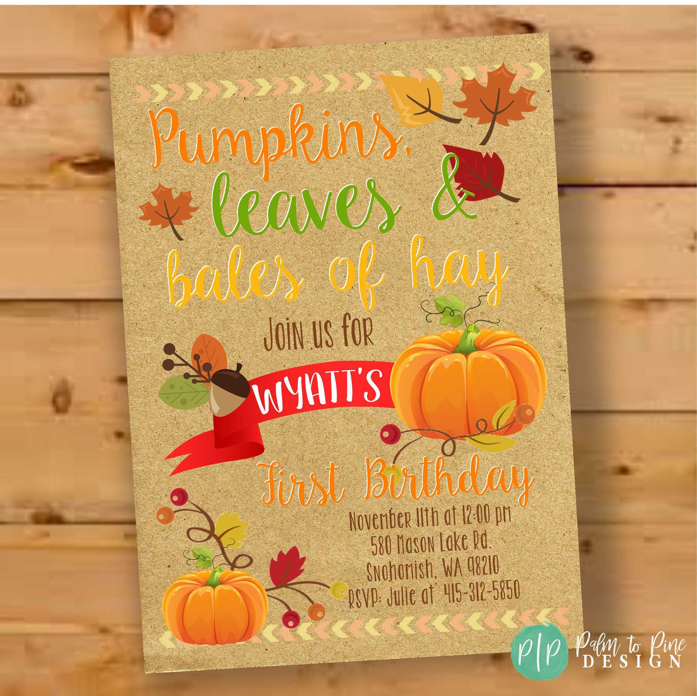 Fall Birthday Invitation,  Pumpkin Birthday Invite, Little Pumpkin Birthday Invite, Pumpkin Patch Party, Fall Harvest Party Invitation, Boy