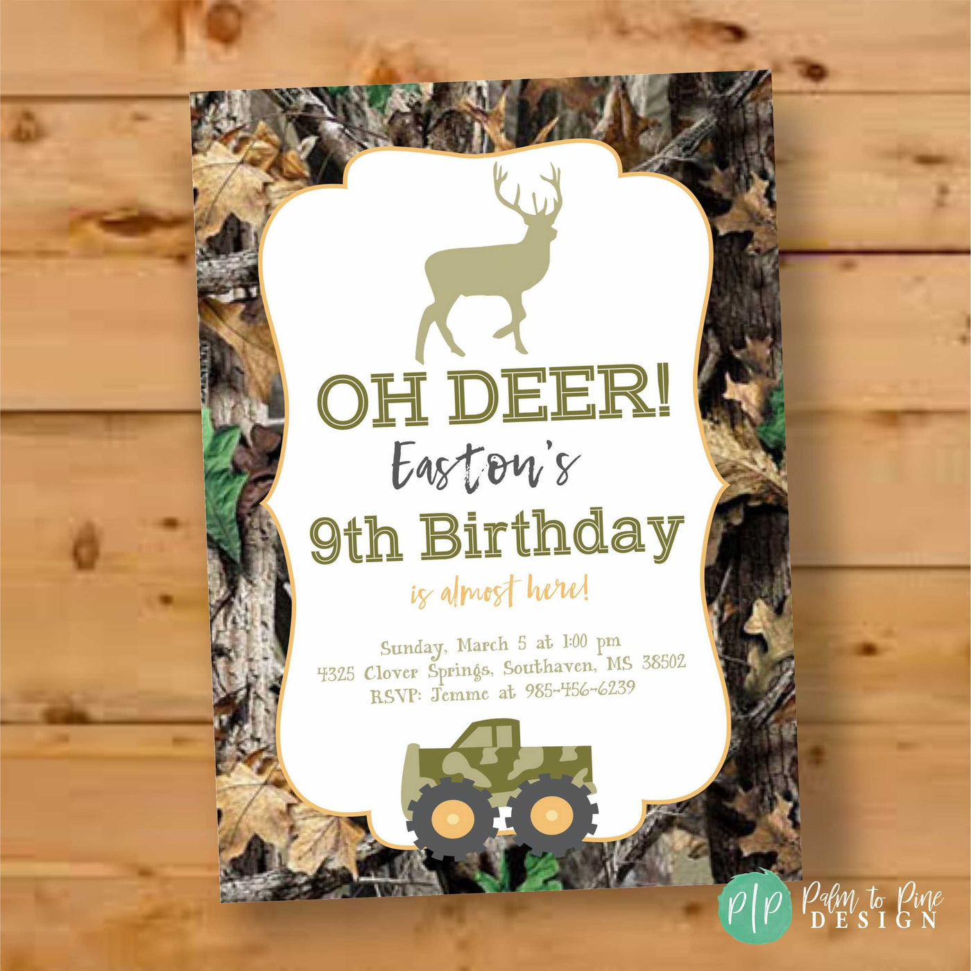 Deer birthday invitation, Oh Deer birthday Invite, Hunting Birthday, Boy Birthday Invitations, Camo Birthday Invite, Camouflage Birthday