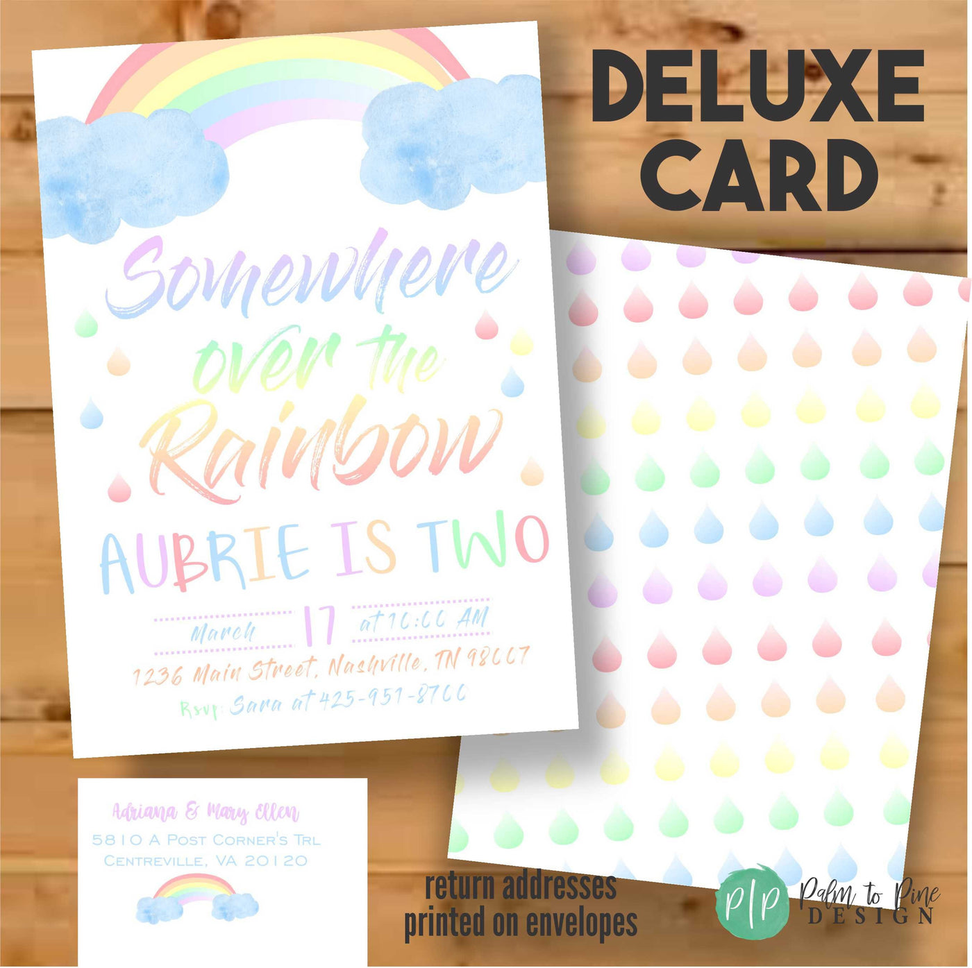 Rainbow Birthday Invitation, Rainbow Invitation, Rainbow Invite, Watercolor Rainbow Invite, Pastel Rainbow Invitation, Rainbow Birthday Girl