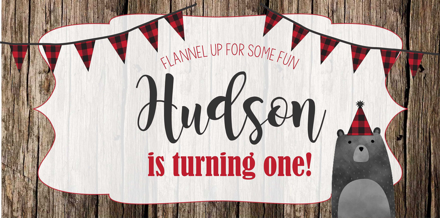 lumberjack birthday party decorations, Buffalo Plaid Birthday Banner, Camping Party Decor, plaid party decorations, large vinyl banner, boy